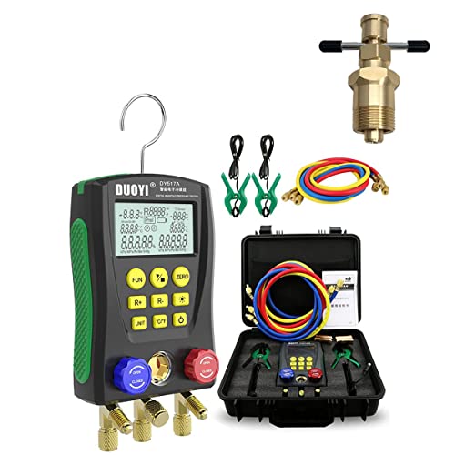 Professional Digital Manifold Gauge Set for HVAC - 89 Refrigerant Fillings, Pressure & Temperature Testing | 1/2