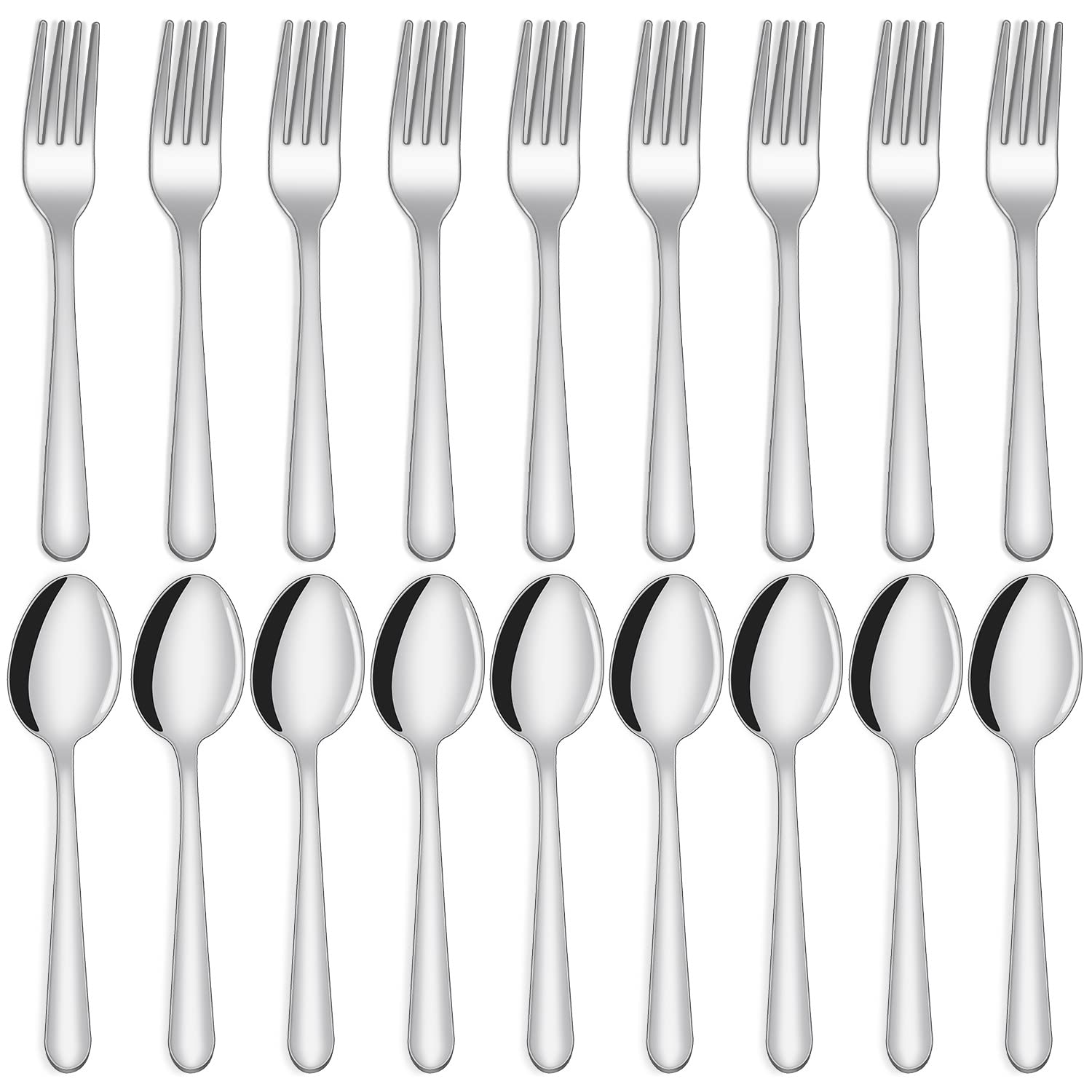 36-Piece Stainless Steel Forks and Spoons Set - 18 Forks & 18 Spoons - Food Grade, Mirror Polished, Dishwasher Safe - Perfect for Home, Kitchen, Restaurant, Catering & Outdoor Dining