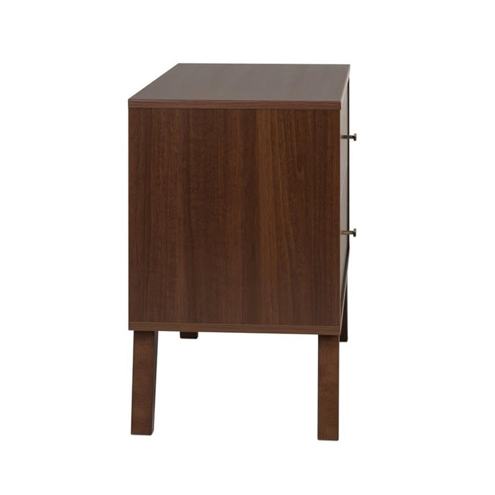 Pemberly Row Mid-Century Modern Wood 2-Drawer Nightstand in Cherry Finish - Bedside Table for Bedroom, Living Room & Guest Room Storage