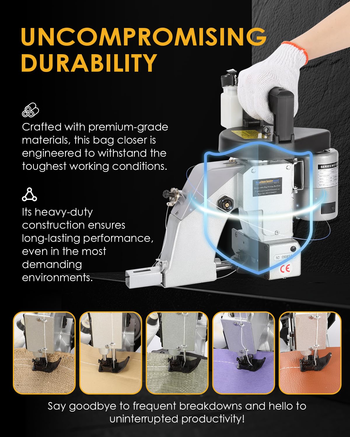 Hanchen Heavy-duty Bag Closing Machine - Automatic Woven Bag Stitching Machine 110V US Plug for Packaging, Agriculture & Industrial Use
