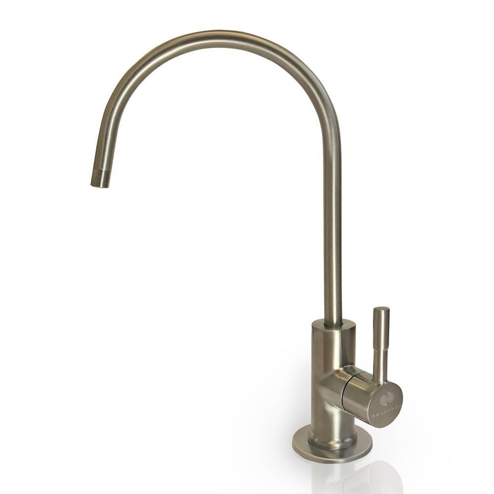Aquaboon European Style Brushed Nickel Faucet Water Filter - High Performance Water Purification System for Clean Drinking Water | Perfect for Kitchen, Bathroom, RV & Camping Use