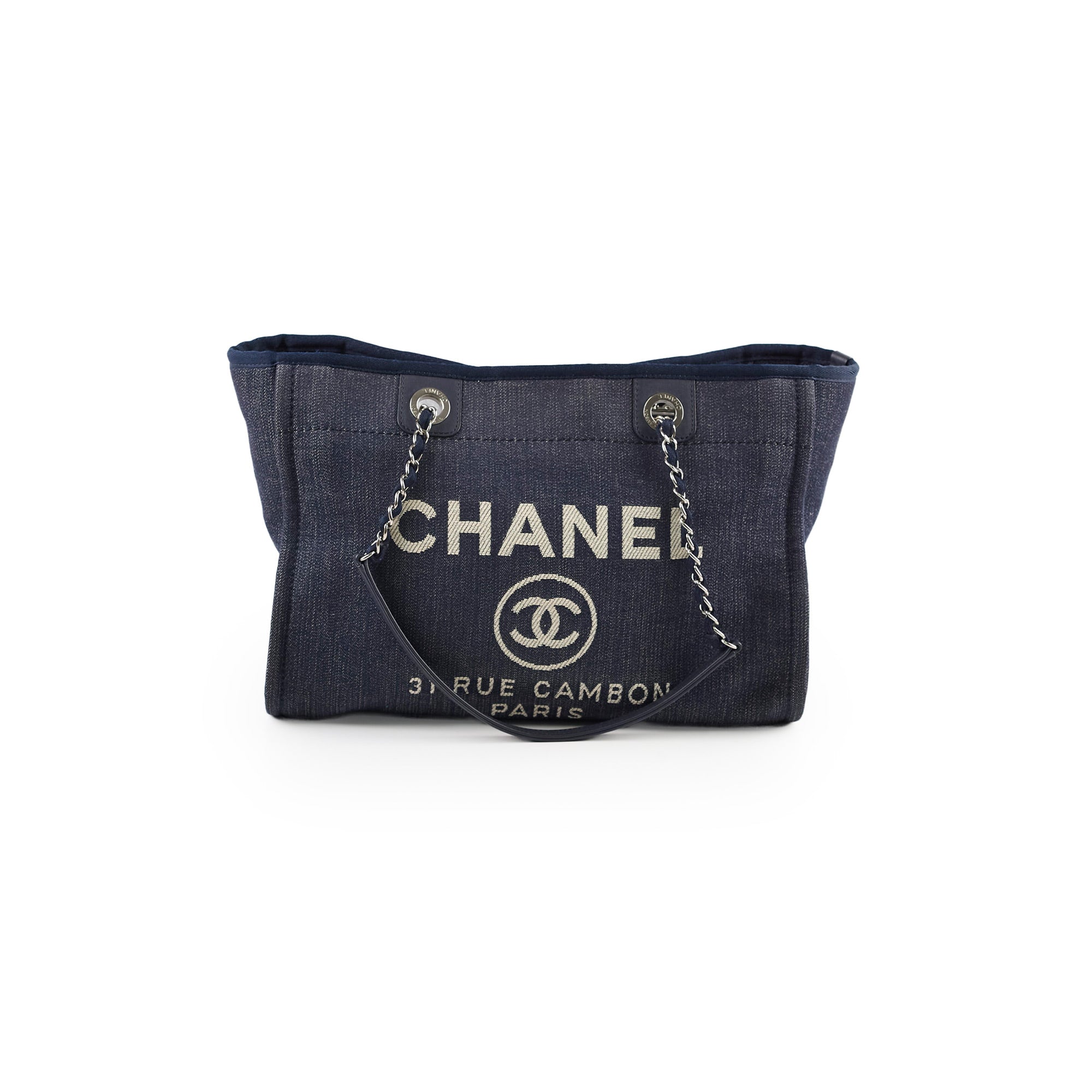 Chanel Small Deauville Tote Bag in Navy Blue - Luxury Designer Handbag for Women, Perfect for Work, Travel & Everyday Use
