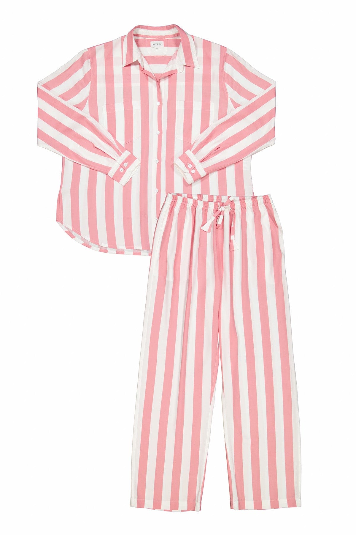 Marlon Long Sleep Set - Soft Striped Peachy Pink Pajamas for Women | Cozy Nightwear for Relaxing at Home & Lounging