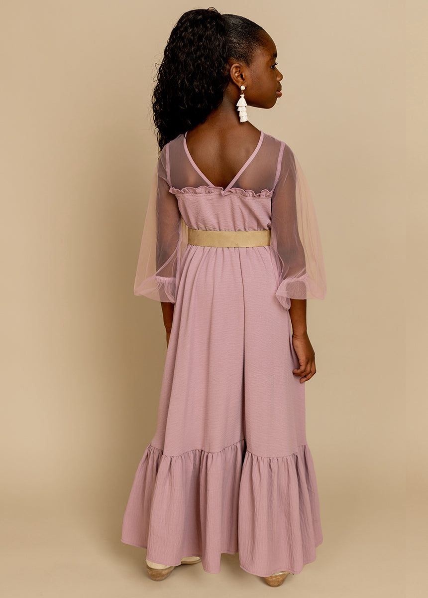Jespyr Women's Dusty Mauve Dress - Elegant Flowy Midi Dress for Casual Wear, Date Night & Special Occasions