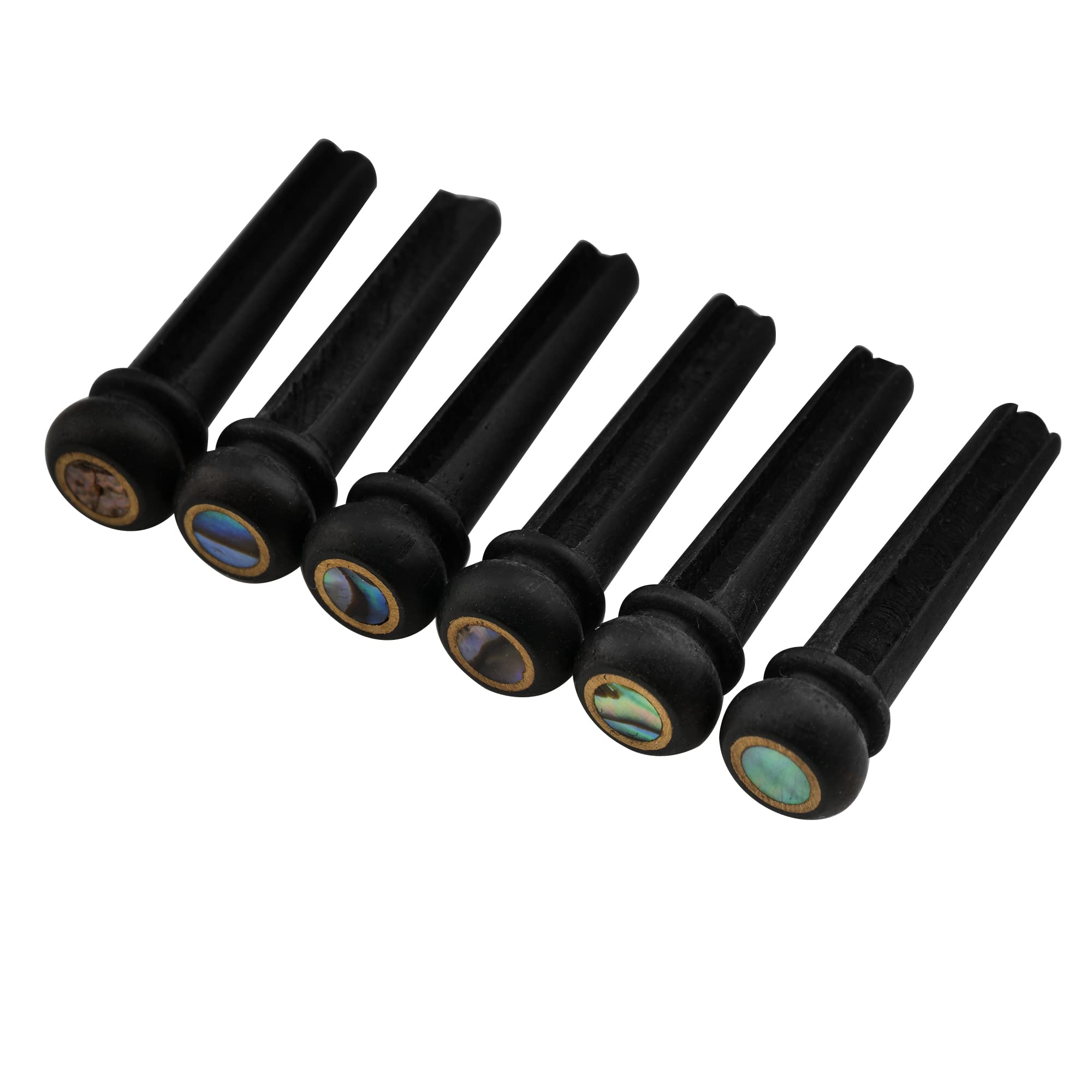Musiclily Ebony Acoustic Guitar Bridge Pins & End Pins Set - 6-Pack for Taylor Martin Folk Guitar Replacement - 4mm Pearl Shell Dot Black - Perfect for Guitar Maintenance & Upgrades