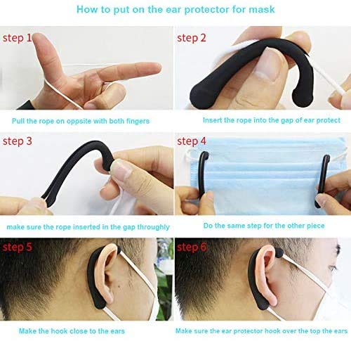MALIK Silicone Anti-Slip Ear Saver Sleeve for Face Masks - Comfortable Strap for Kids & Adults (4 Pairs) - Perfect for School, Work, Travel & Daily Protection