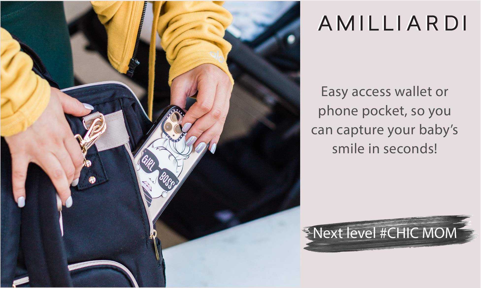 AMILLIARDI Large Diaper Bag Backpack with 6 Insulated Bottle Pockets & Detachable Stroller Straps - Perfect for Baby Care, Travel & Parenting Essentials Organization