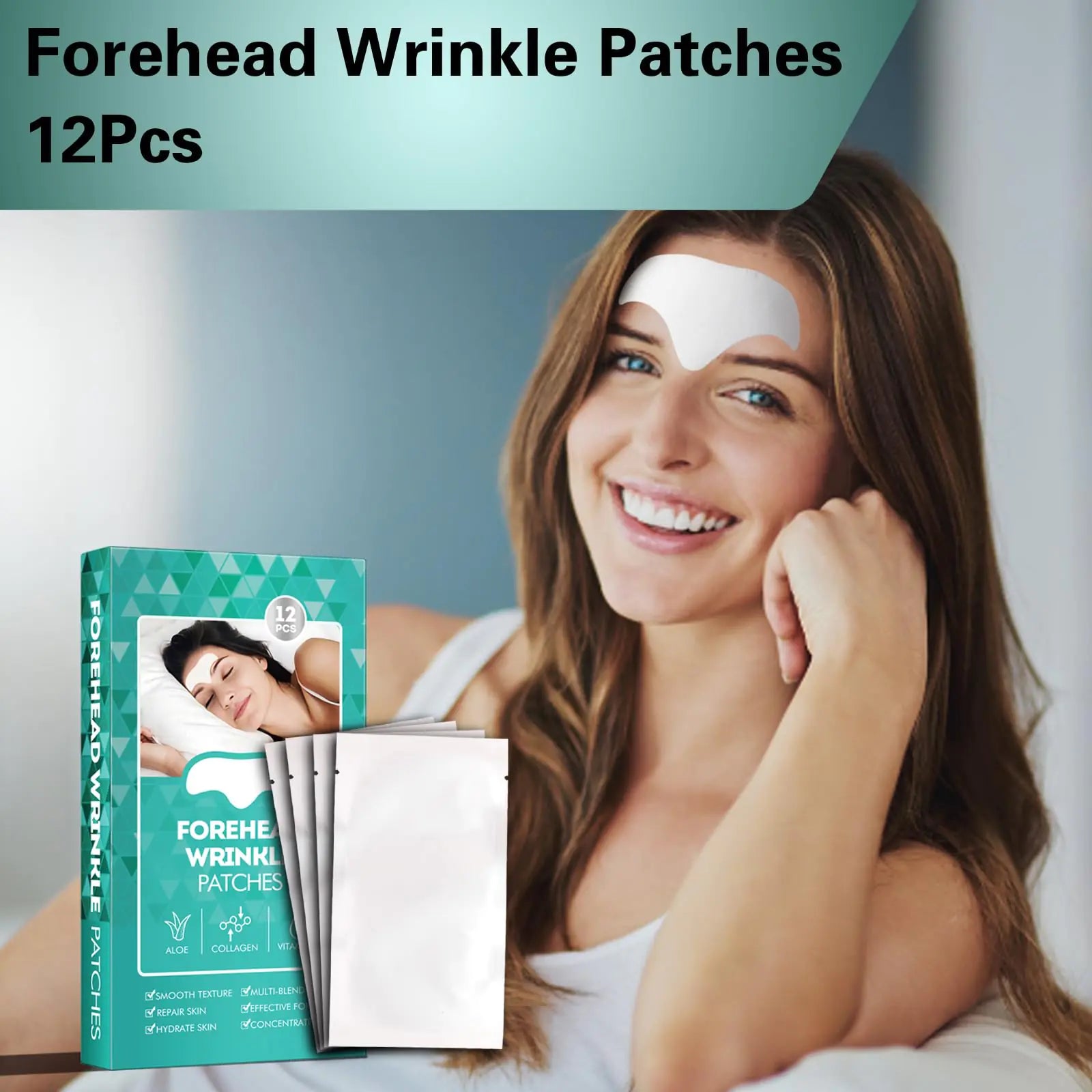 Forehead Wrinkle Patches (12 Pack) - Anti-Aging Face Strips to Smooth Fine Lines & Wrinkles Naturally | Perfect for Nighttime Skincare & Daily Use