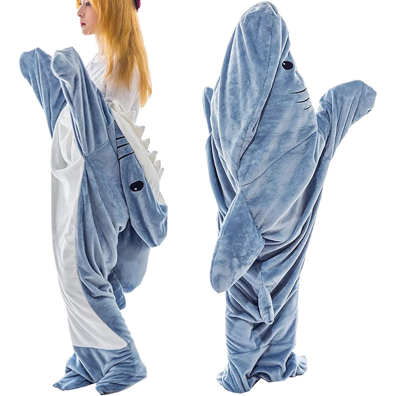 Wearable Shark Blanket for Adults & Kids - Ultra Soft Flannel Hoodie Blanket | Cozy Fleece Sleeping Bag & Lounge Wear | Perfect for Movie Nights, Camping, and Winter Snuggles