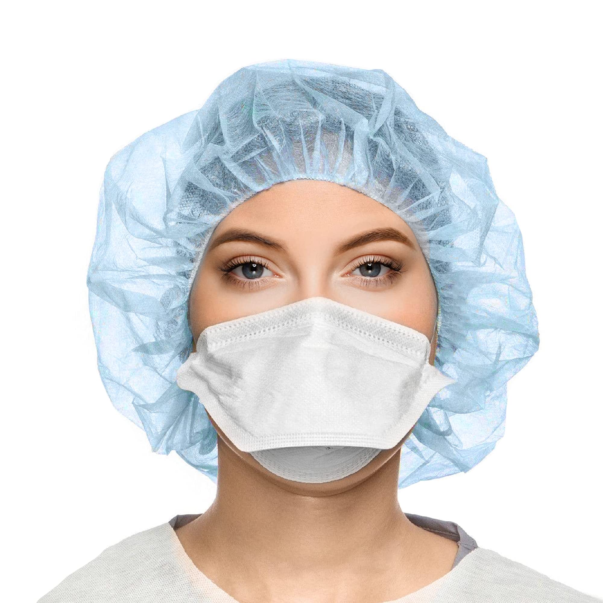 EZGOODZ Disposable Bouffant Caps - 100 Pack Non-Woven PP Hair Covers with Elastic Band, Breathable Unisex Surgical Caps for Medical, Food Service & Salon Use