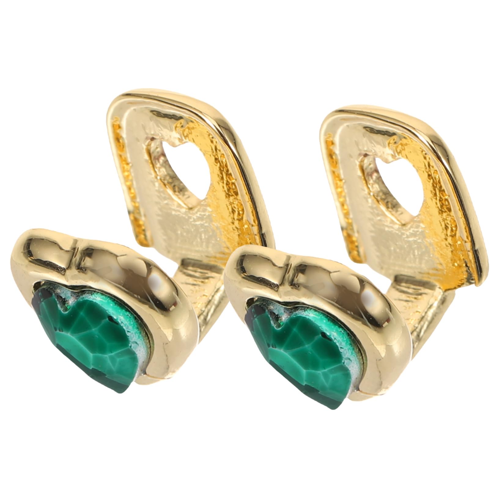 Kesyoo Green Gemstone Heart Design Gold Teeth Grill Braces - Costume Dental Jewelry for Men & Women - Perfect for Halloween, Cosplay & Hip Hop Fashion