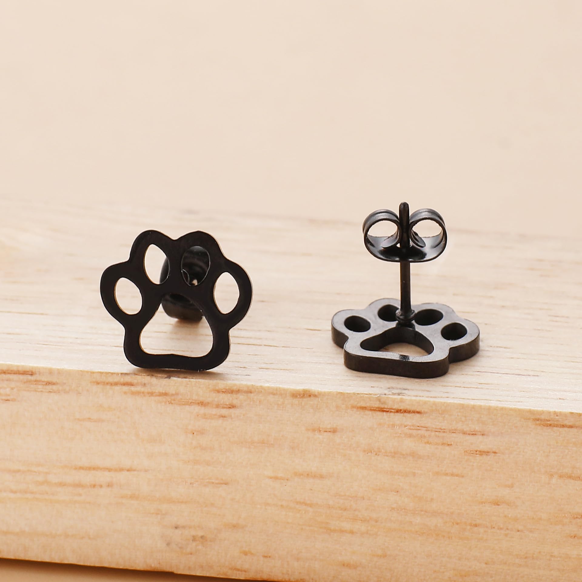 4 Pairs Sterling Silver Tiny Paw Stud Earrings for Women - Cute Cat & Dog Paw Earrings, Stainless Steel Pet Footprint Jewelry, Hypoallergenic Animal Paw Prints Studs for Cat & Dog Lovers (Gold/Silver/Black/Pink) - Perfect for Cocktail Parties, Holidays, Gifts & Everyday Wear