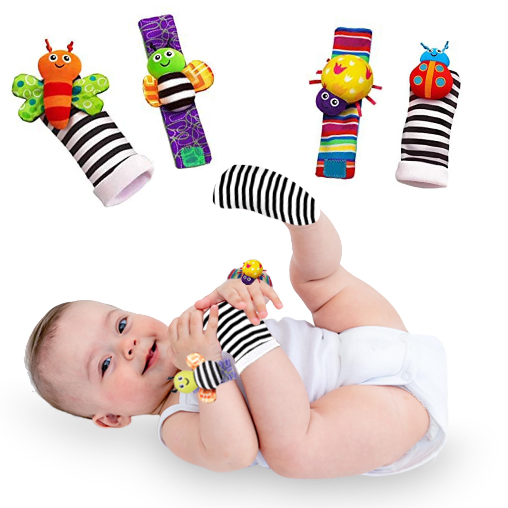 **Baby Sensory Toys for Toddlers 1-3 Years - Soft Socks Toys for Infants 6-12 Months, Developmental Learning Gift for Boys & Girls - 4-Pack (1 Count) - Perfect for Playtime, Teething & Early Education**