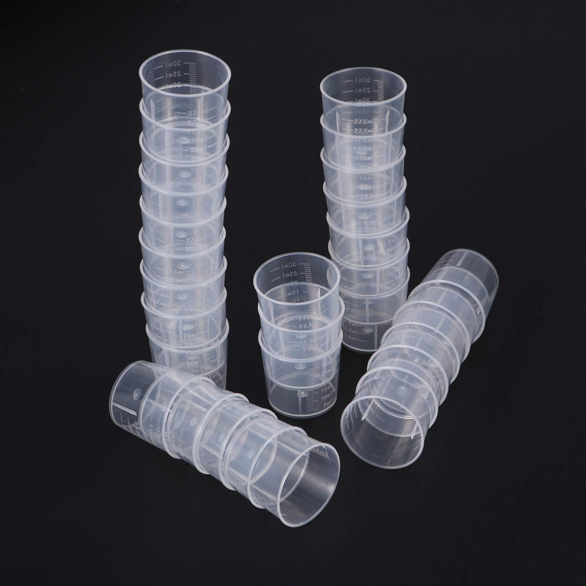 30pcs 30ml Plastic Graduated Measuring Cups - Clear Kitchen Measuring Tools for Baking, Cooking & Lab Use