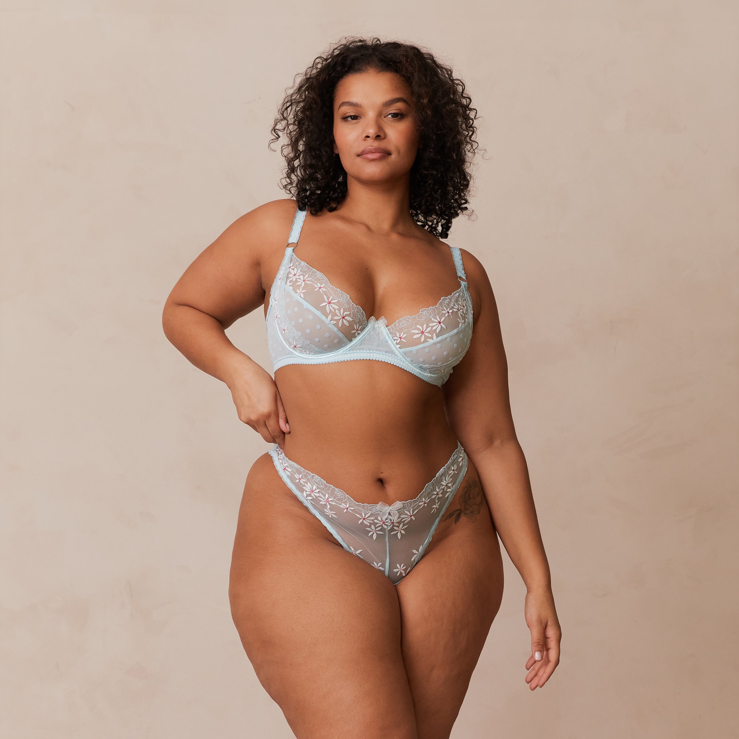 Fleur Balcony Bra - Comfortable Lace Underwire Bra in Blue for Everyday Wear | Perfect for Work, Date Night & Special Occasions