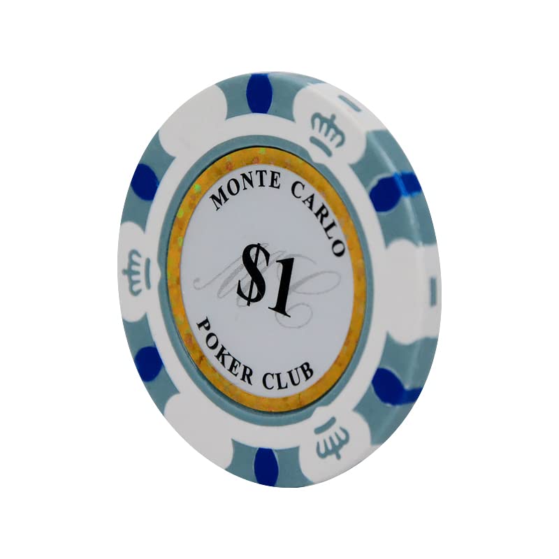 Premium 14 Gram Clay Poker Chips - Monte Carlo Style (Pack of 50) for Casino Nights, Poker Tournaments & Home Games