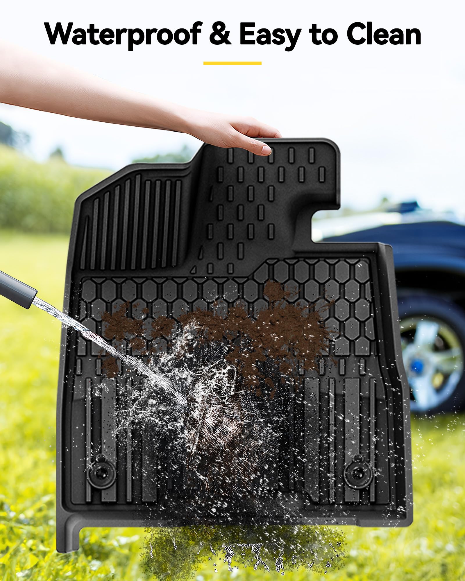 3W Custom Fit All-Weather TPE Floor Mats for Toyota Sienna 2021-2025 (7-Seat Model) - 1st, 2nd & 3rd Row Protection - Black Car Floor Liners - Perfect for Rain, Snow & Mud Protection