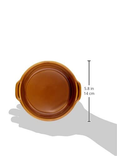 Banko Ware 17220 Oven Safe Ceramic Gratin Dish - 6.3 Inch Round Japanese Casserole for Baking, Serving & Microwave Use - Perfect for Lasagna, Mac & Cheese, French Onion Soup