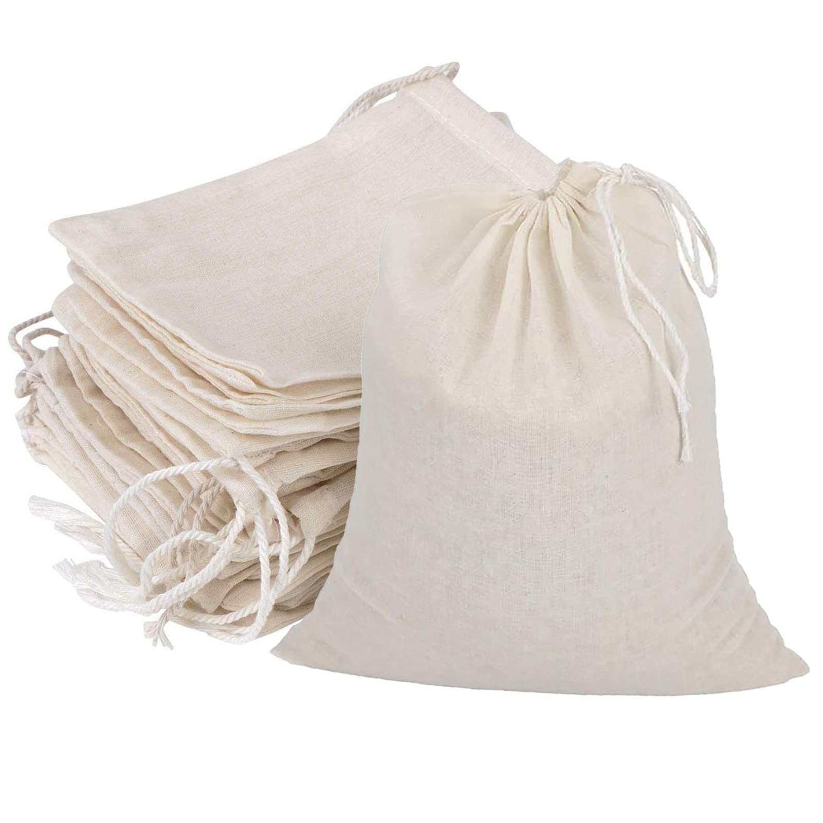 20 Pcs Unbleached Cotton Muslin Drawstring Bags - 8