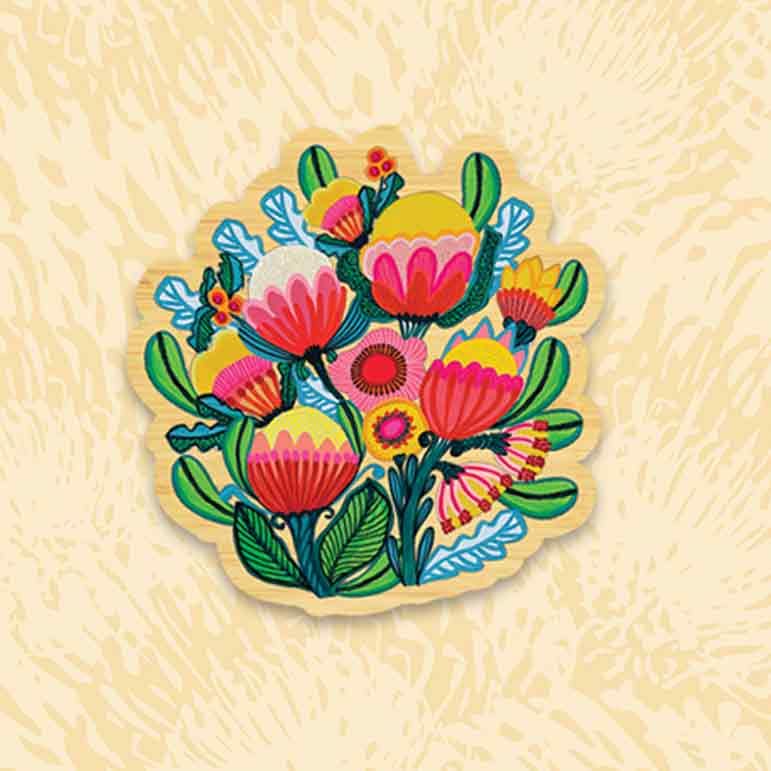 Handmade Wooden Brooch - Floral Bush Bouquet Pin for Women | Perfect for Jackets, Scarves, Hats & Gift Giving