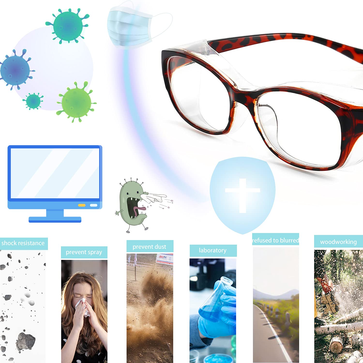 Dollger Safety Glasses with Built-in Readers (1.0, 1.5, 2.0 Progressive Multifocal) - Anti-Fog, Blue Light Blocking Reading Glasses for Computer Work, DIY Projects & Home Repair