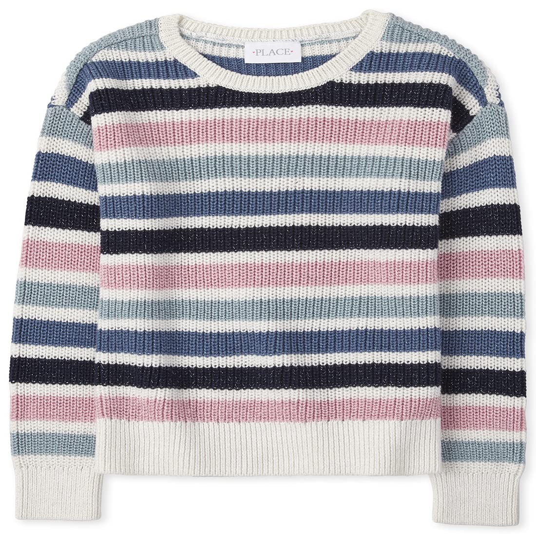 The Children's Place Girls' Long Sleeve Striped Sweater - Soft Cotton Knit Top for School, Playdates & Family Photos | Cute & Comfortable Fall Winter Outfit