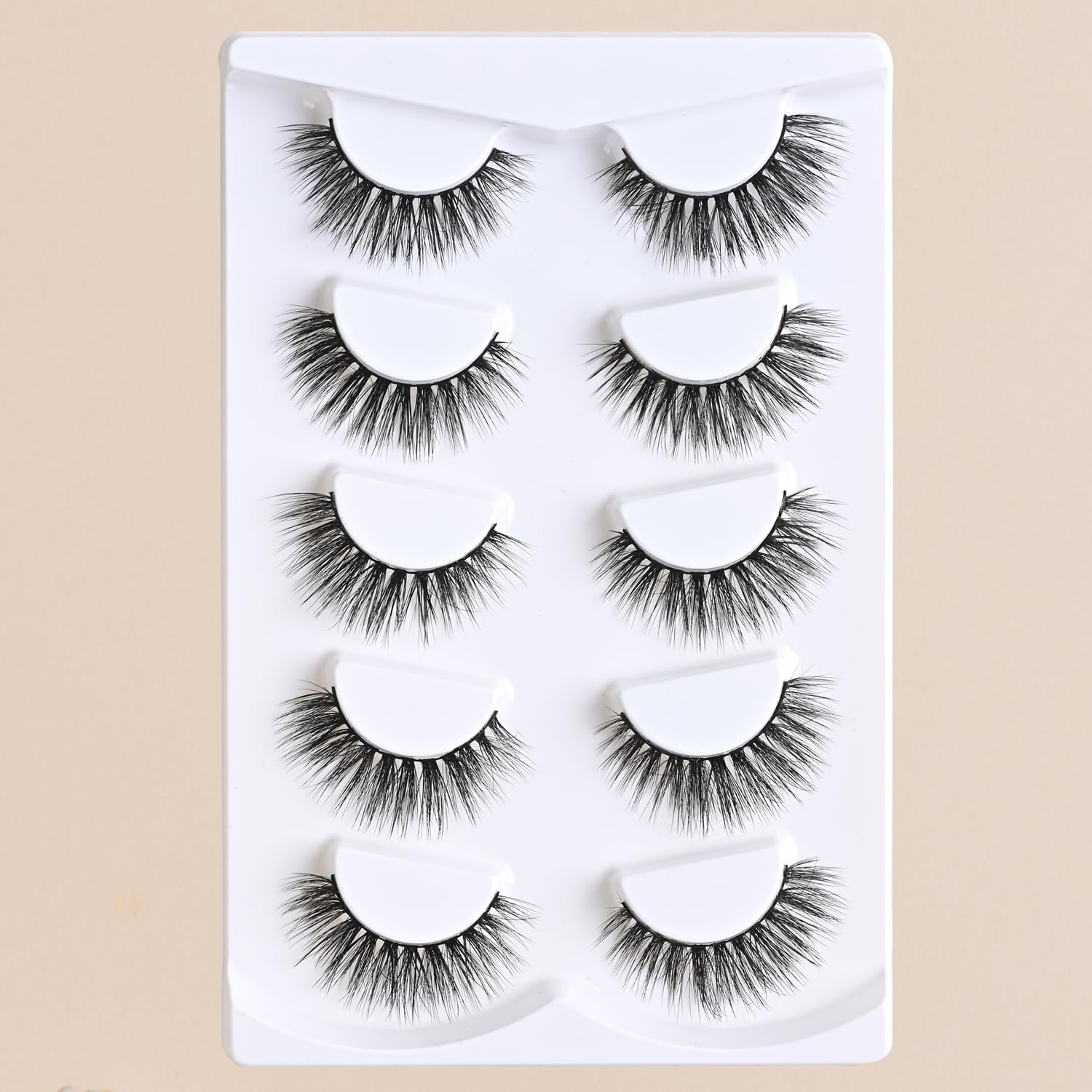 Natural Wispy Mink False Eyelashes 5 Pairs - Short Fluffy Cat Eye Lashes for Natural Look | Soft Cluster Lashes for Everyday Wear & Special Occasions (AM2 7-14mm)