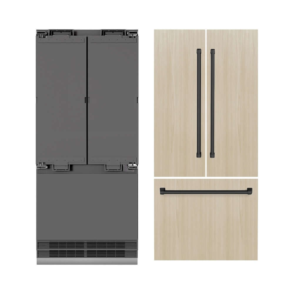ZLINE Autograph Edition 36 Inch Built-In French Door Refrigerator - 19.6 cu ft Capacity, Panel Ready, Bottom Freezer, Water Dispenser & Ice Maker - Graphite Gray Interior with Matte Black Accents (GRBIVZ 36 MB) - Perfect for Modern Kitchens, Open Concept Homes & Luxury Appliance Upgrades