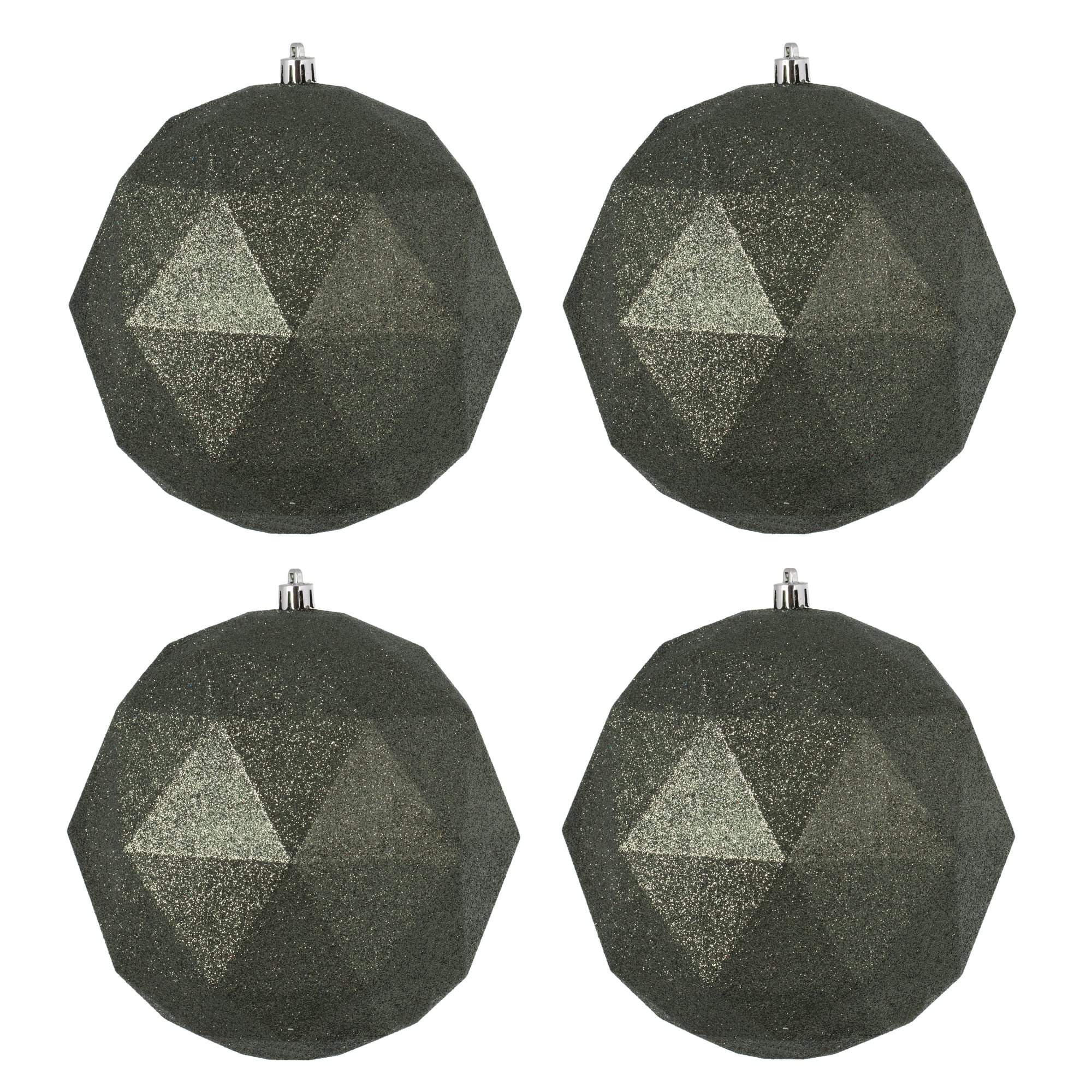 Vickerman 6-Inch Wrought Iron Glitter Geometric Ball Ornaments - Set of 4 - Christmas Tree Decorations, Holiday Party Decor, Home and Office Decorative Accents