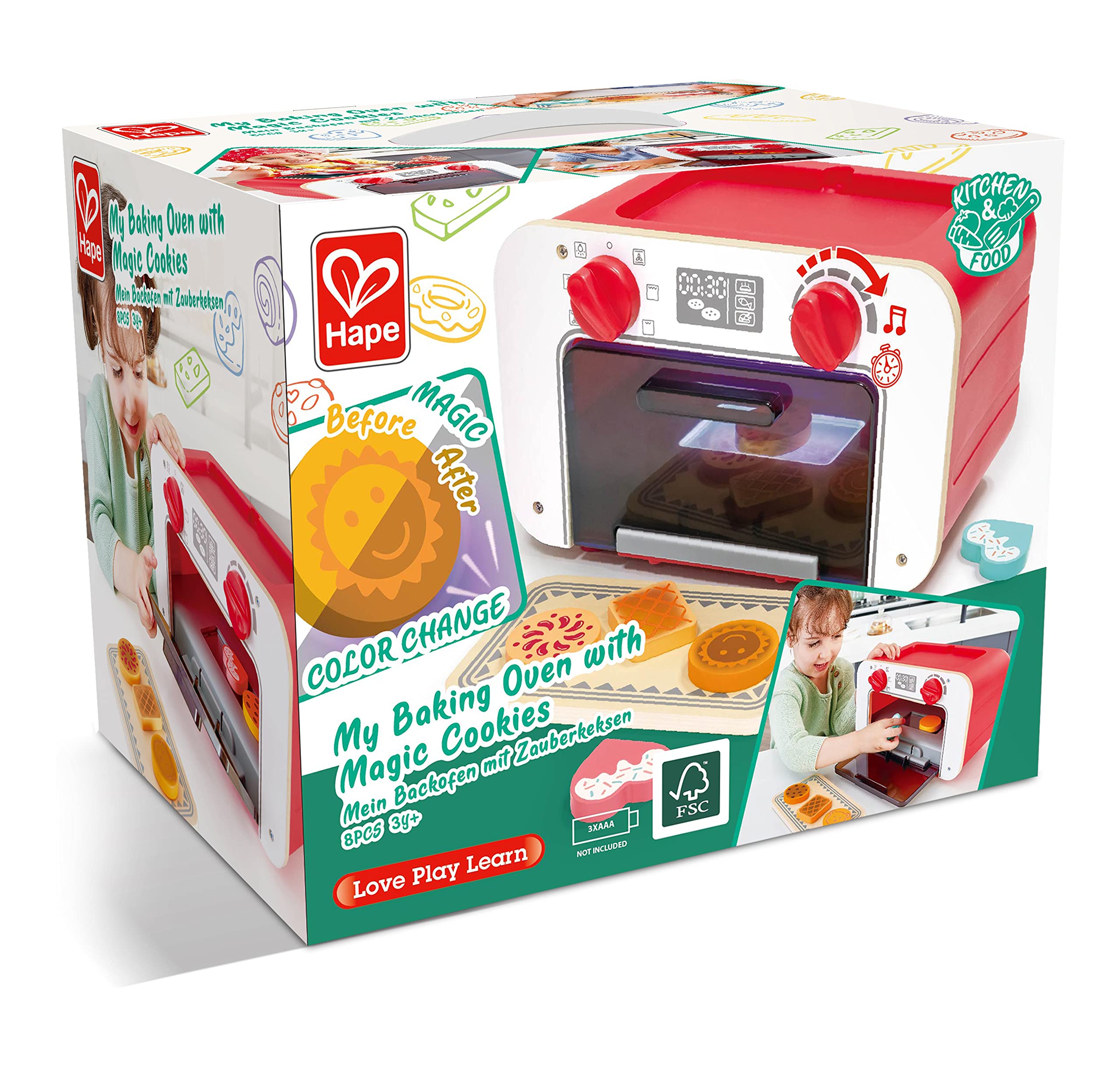 Hape My Baking Oven with Magic Cookies - Kids Pretend Play Toy Oven Set with Baking Tray & Cookies, Educational Cooking Toy for Toddlers Ages 3+ | Perfect for Imaginative Play, Birthday Gifts & Preschool Learning Activities