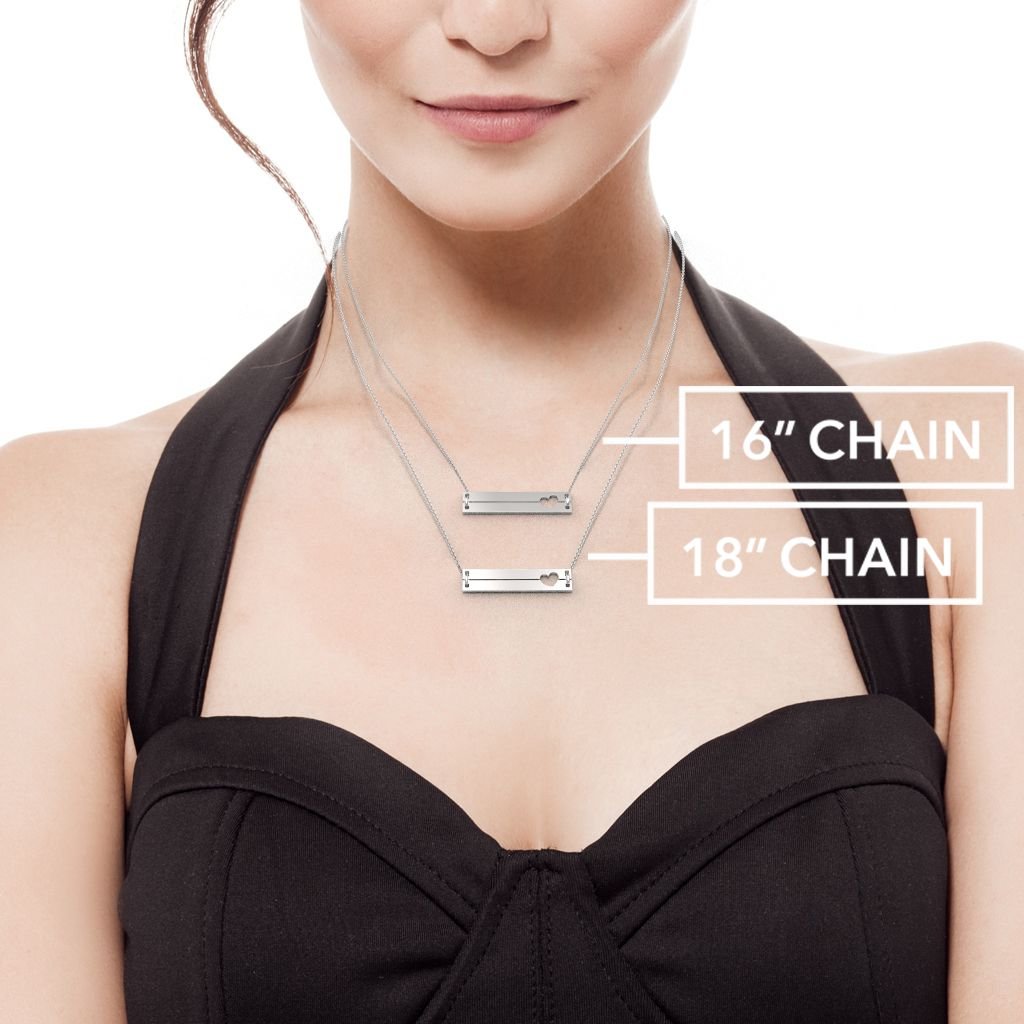 JEWLR Engravable Double Bar Heart Necklace - 10K Gold Personalized Jewelry for Women, Gift for Anniversary, Valentine's Day & Special Occasions