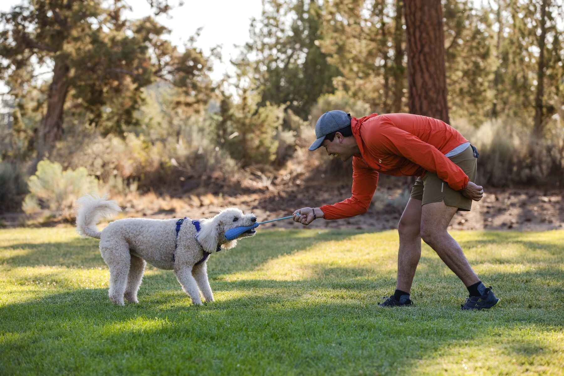 Ruffwear Gourdo® Orange Campfire Rubber Dog Toy with Rope - Durable Chew Toy for Outdoor Play, Fetch, and Training
