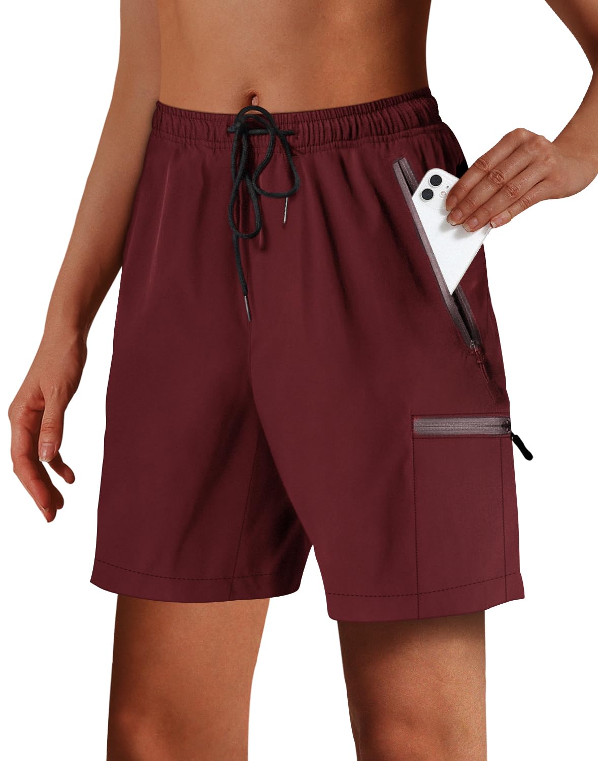 HMUUO Women's Quick Dry Hiking Cargo Shorts - Lightweight Athletic Golf Shorts with Zipper Pockets for Travel & Outdoor Activities | Perfect for Summer Adventures, Camping & Casual Wear
