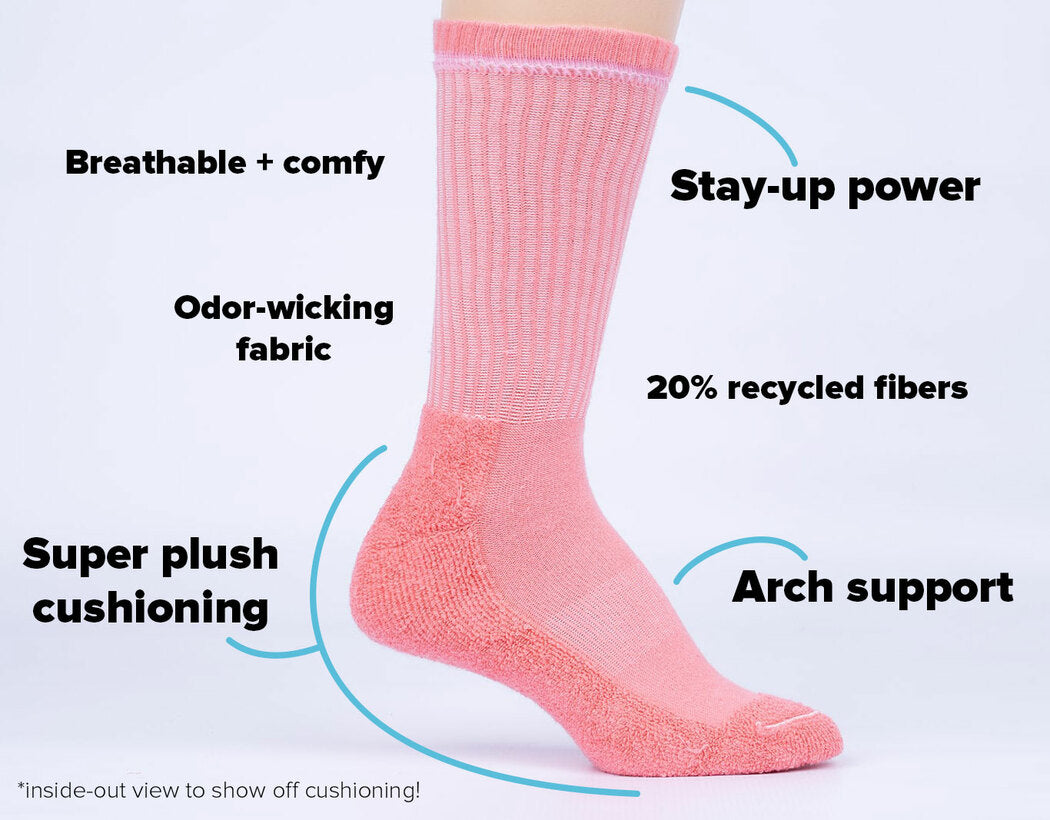 Happy Face Ribbed Crew Athletic Socks for Women & Men - Comfortable Cotton Blend Sports Socks (Medium/Large) - Perfect for Running, Gym Workouts & Everyday Wear