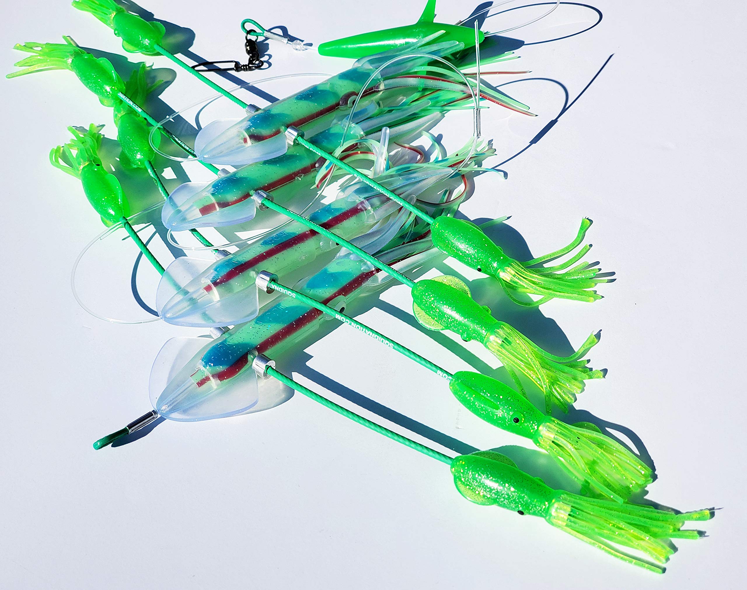 Premium Long Tail Flippy Floppy Fishing Lure - High Performance Daisy Chain Bait for Tuna & Marlin - Saltwater Trolling & Offshore Game Fishing Accessory