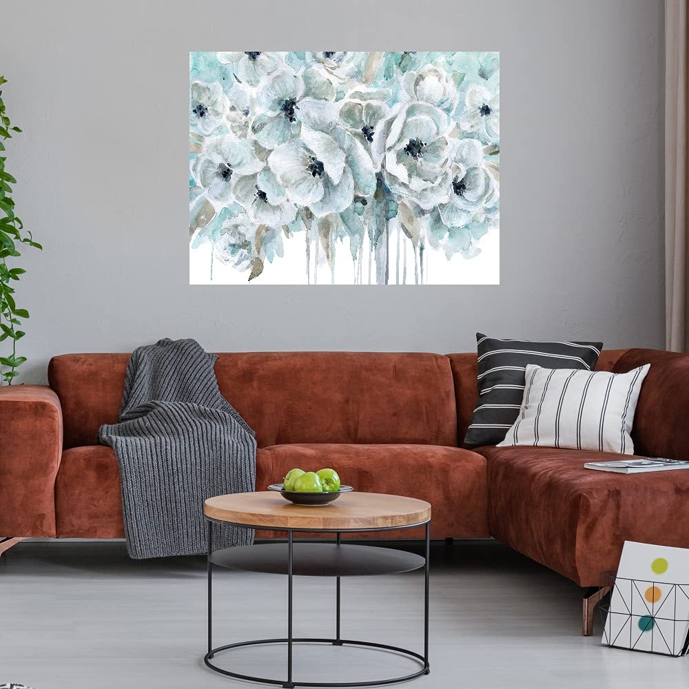 Teal Harmony II Abstract Canvas Wall Art - 32x24 Inches Framed Ready to Hang Painting by Carol Robinson - Modern Home Decor for Living Room, Bedroom, Office & Dining Area | Perfect for Coastal, Boho & Contemporary Interiors