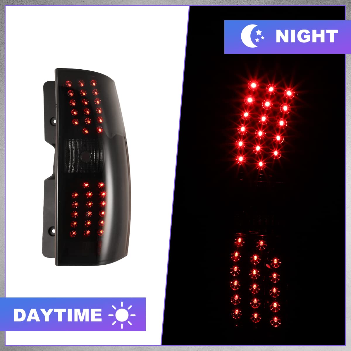 Nixon Offroad LED Tail Light Assembly - Smoked Lens Compatible with 2007-2014 Chevy Suburban 1500/2500 & Tahoe | Waterproof Brake Lights for Off-Roading, Camping & Night Driving