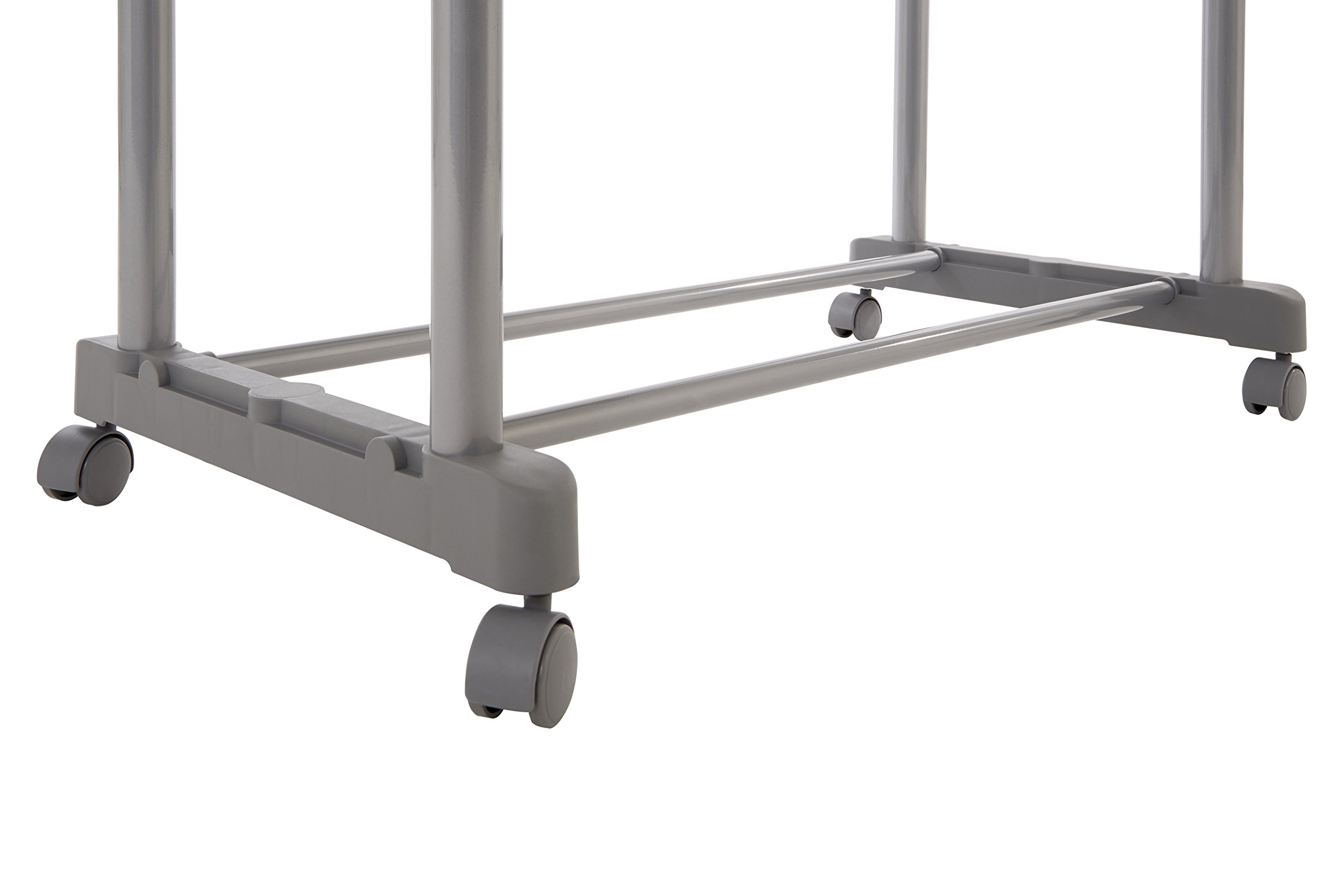 Premier Housewares 1900395 Chrome Double Hanging Rail with Wheels - Adjustable Closet Organizer for Bedroom, Bathroom & Laundry Room Storage