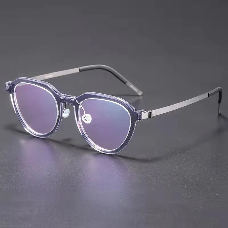 Aimee Women's Full Rim Flat Top Oval Acetate Titanium Eyeglasses Frame 81046 | Lightweight & Durable | Perfect for Work, Reading & Everyday Fashion