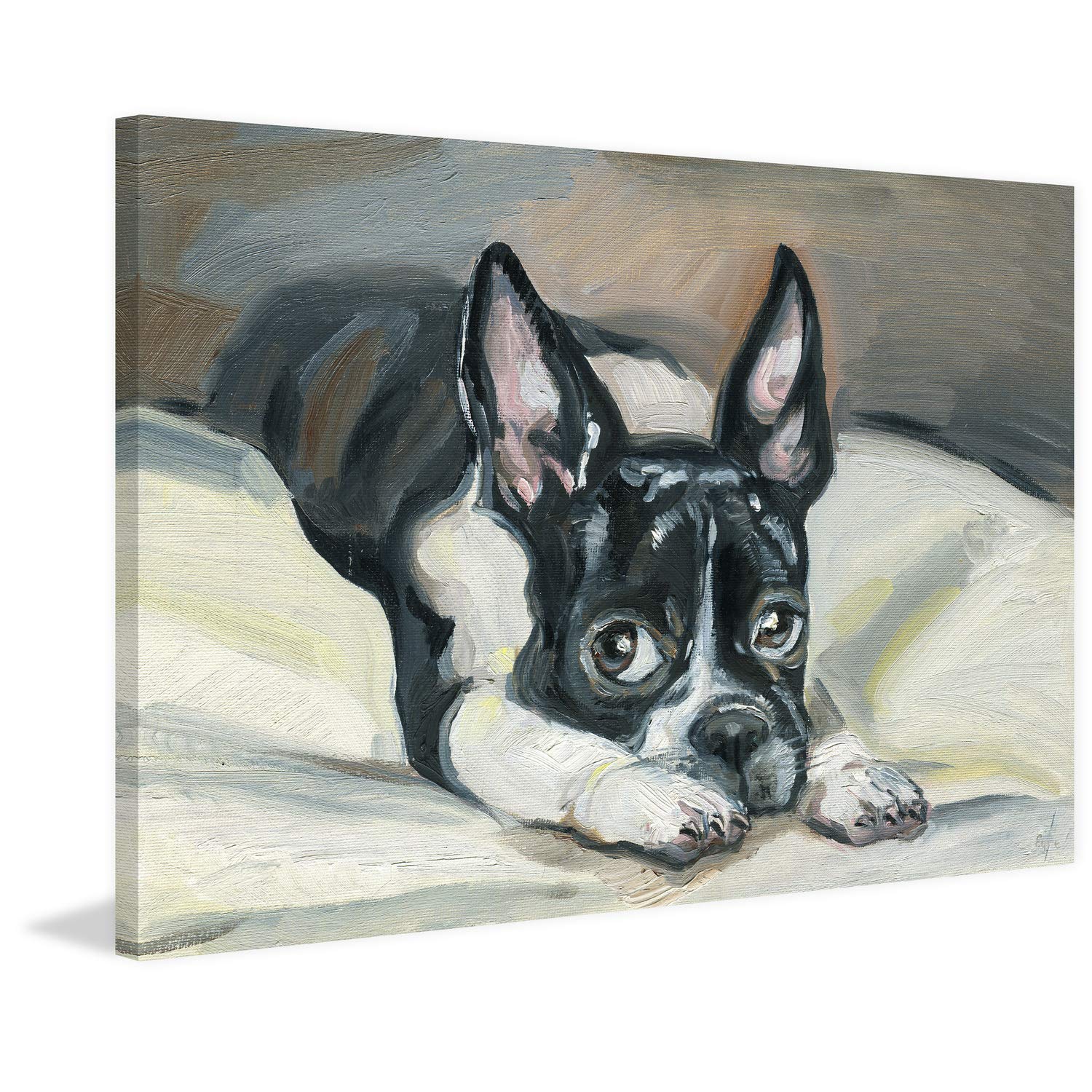Frenchie Eyes II Dog Art Print - Marmont Hill 18x12 Wrapped Canvas Wall Decor | Perfect for Living Room, Bedroom & Office