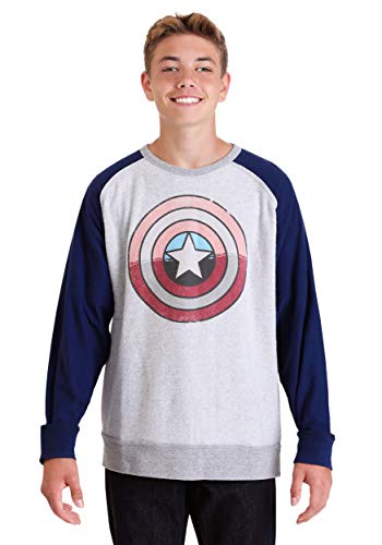 Marvel Captain America Shield Grey Navy Fleece Pullover Hoodie Sweatshirt for Men - Comfortable Winter Warm Fleece Jacket for Cosplay, Casual Wear & Superhero Fans
