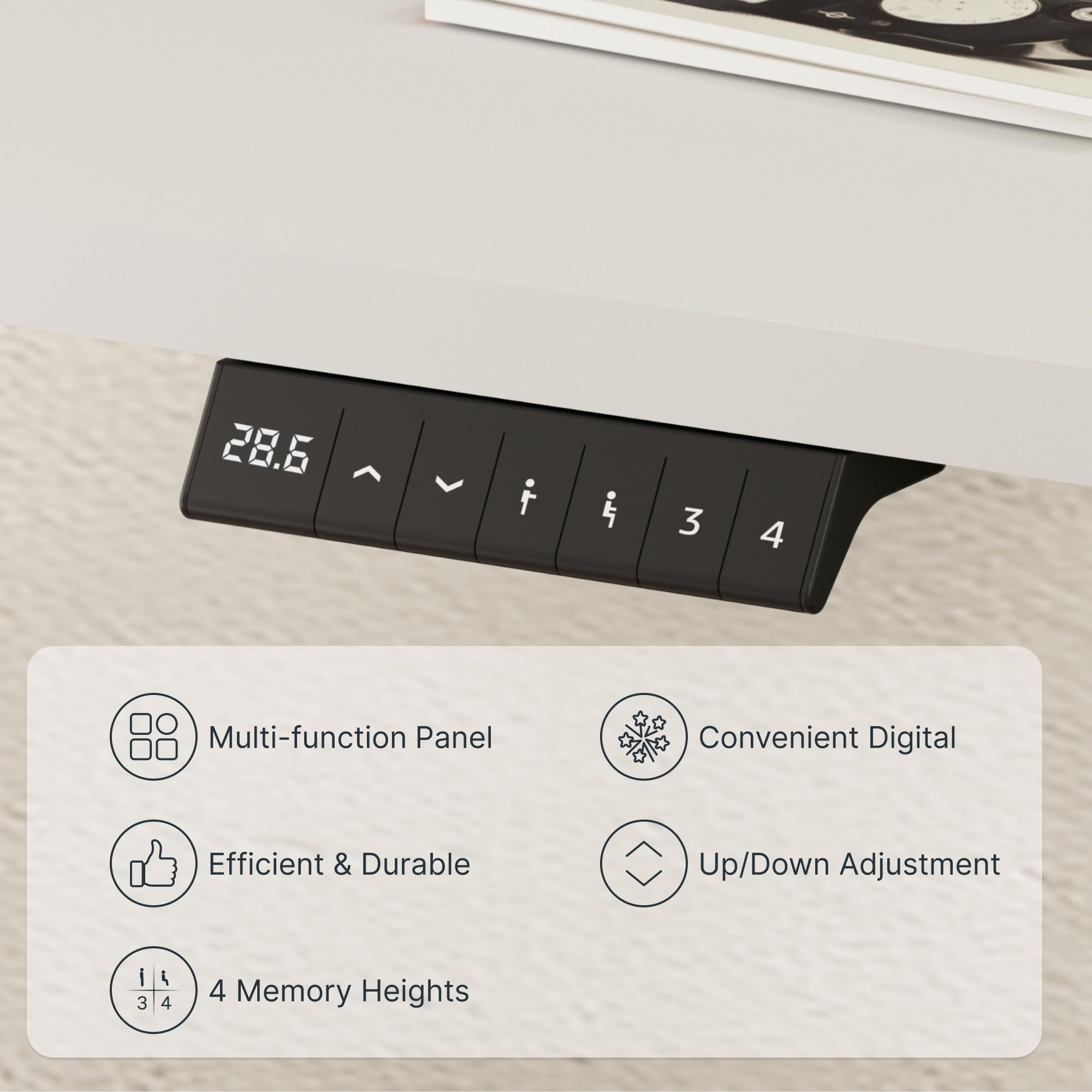 **FLEXISPOT EN2 Electric Standing Desk 55 x 28 Inches - Height Adjustable, Whole-Piece Design with Clamp Power Strip & Cable Management (Black Frame, White Top) - Perfect for Home Office, Gaming & Workspace**