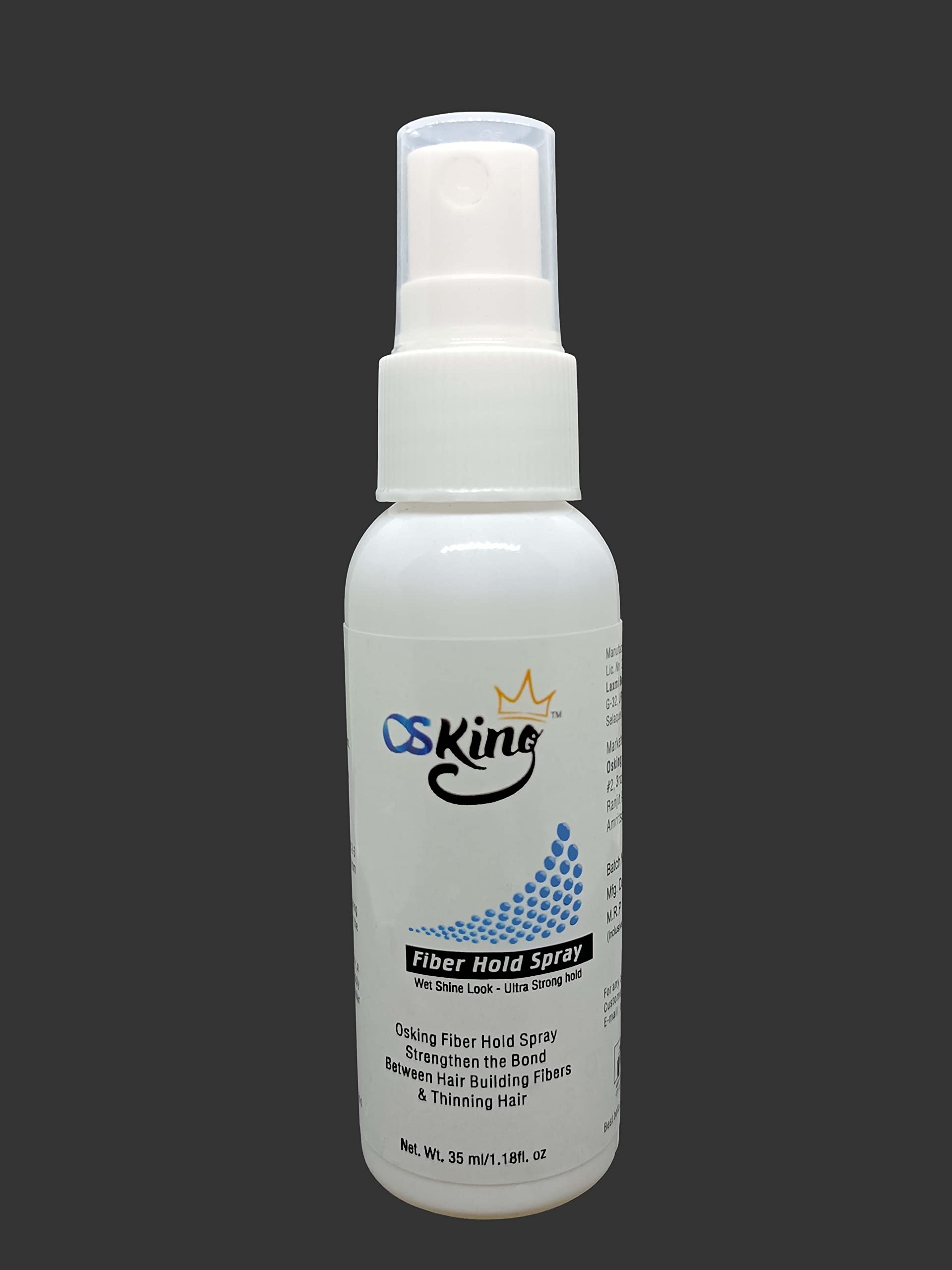 OSKING Hair Fiber Hold Spray - 35ml Strong Hold Hair Spray for Men, Works with All Hair Fibers - Perfect for Thinning Hair & Bald Spot Coverage - Styling & Volumizing for Daily Use