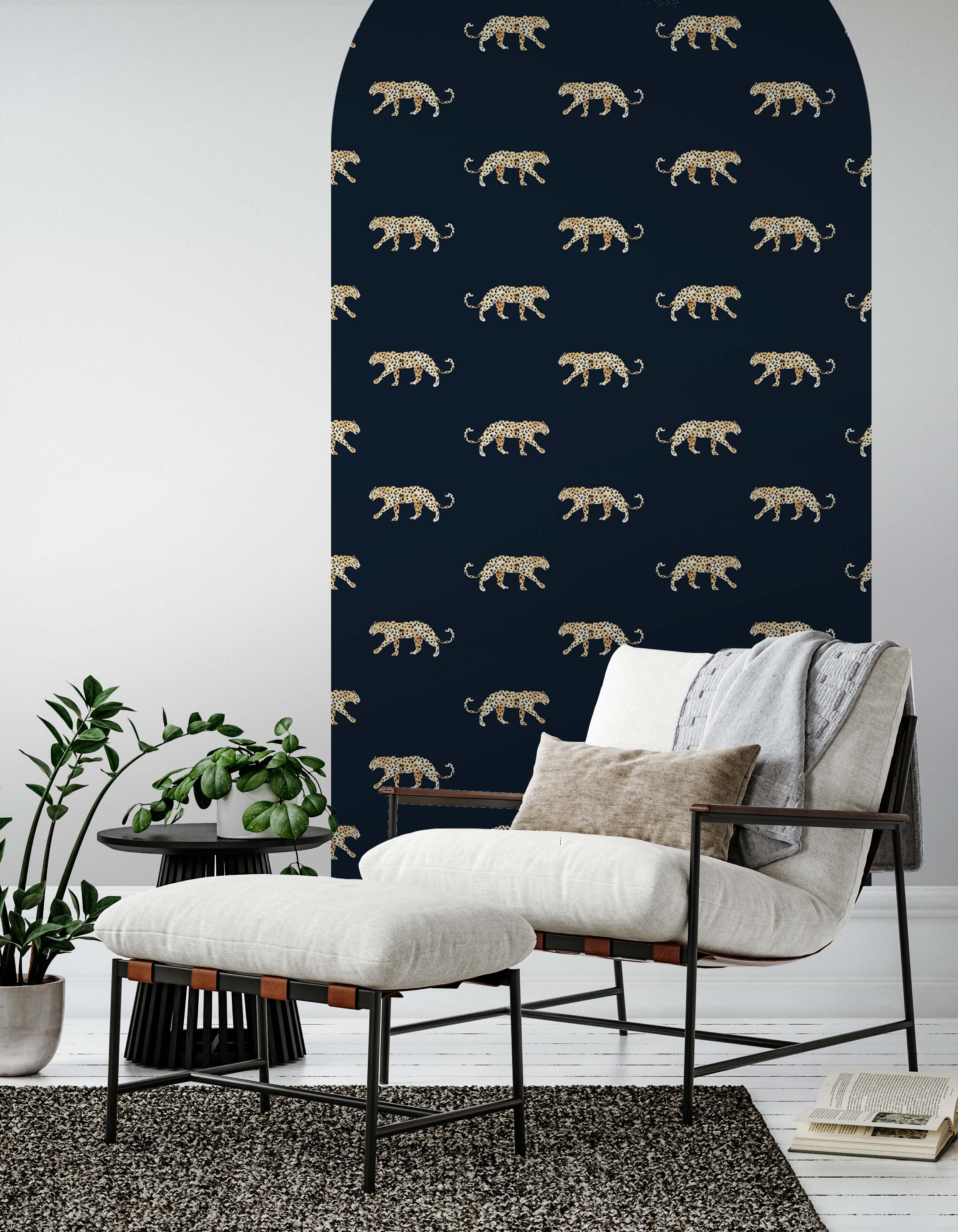 Self-Adhesive Leopard Print Arch Wallpaper Decal - Peel and Stick Wall Mural for Bedroom, Nursery, or Living Room Decor