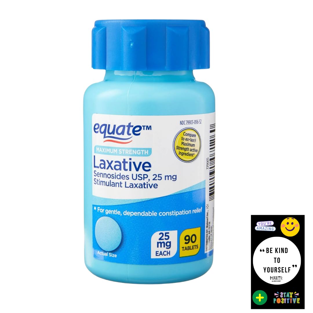 Equate Maximum Strength Laxative Tablets for Constipation Relief - 90 Count | Fast-Acting Digestive Support | Perfect for Travel, Post-Surgery Recovery & Occasional Digestive Discomfort