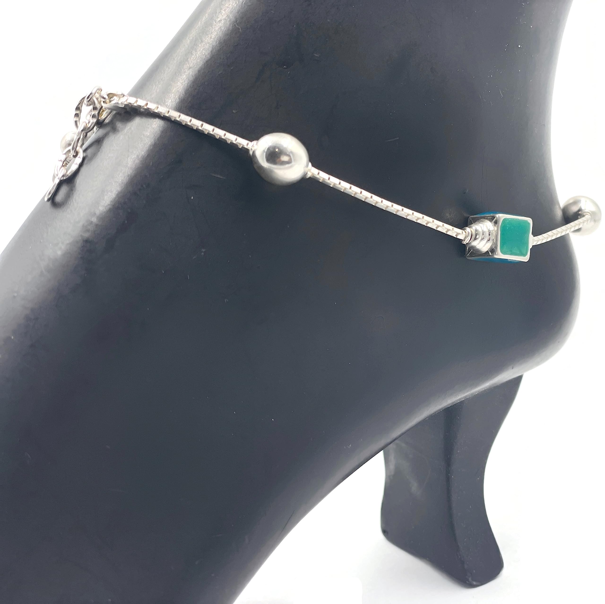 Balaji 925 Sterling Silver Antique Style Anklet Bracelet - #47 | Elegant Foot Jewelry for Women, Perfect for Weddings, Parties & Boho Fashion