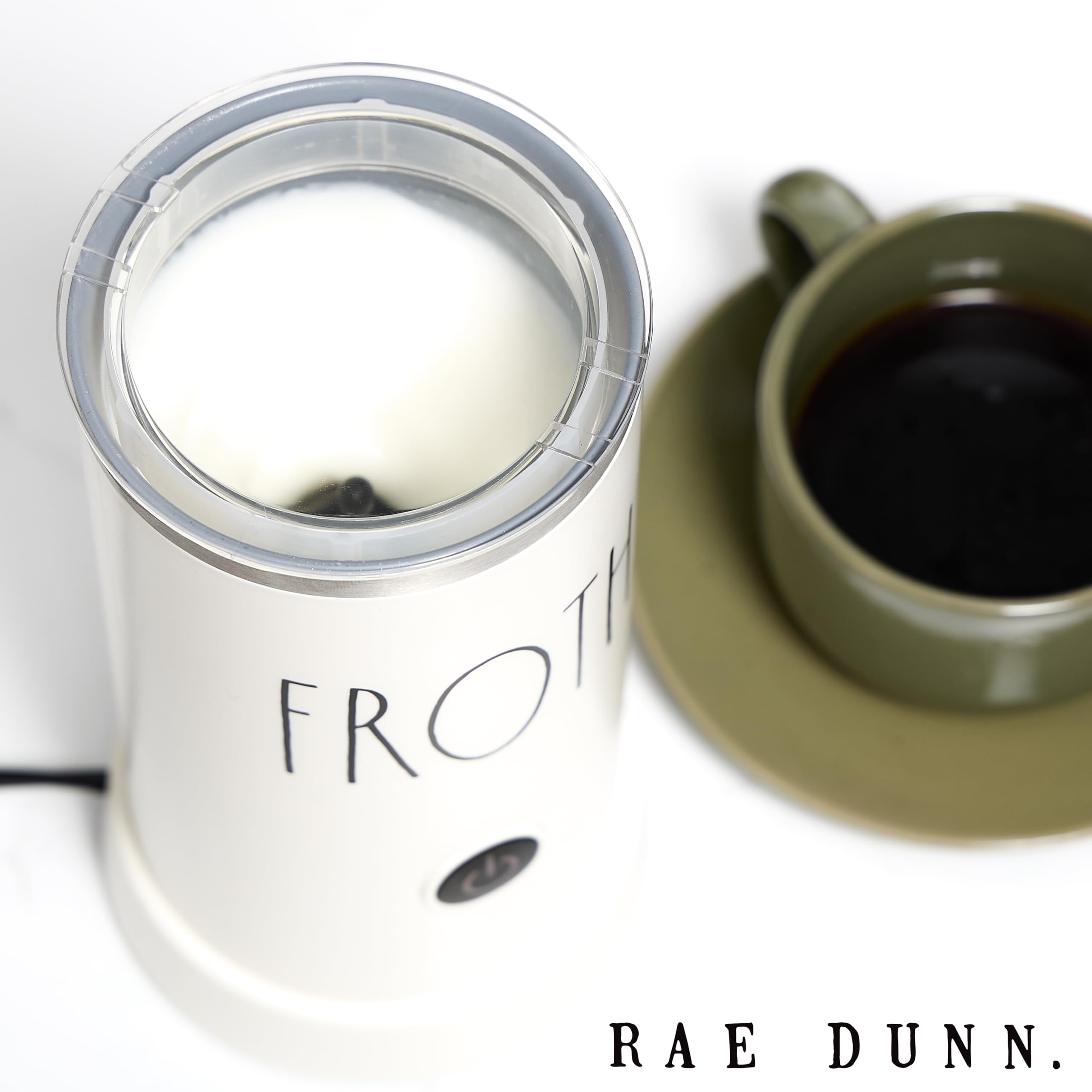 Rae Dunn Electric Milk Frother and Steamer - 550W Automatic Milk Warmer for Hot & Cold Foam - Perfect for Coffee, Latte, Cappuccino, Macchiato, Hot Chocolate - Ideal for Home, Office, and Coffee Shops (Cream)