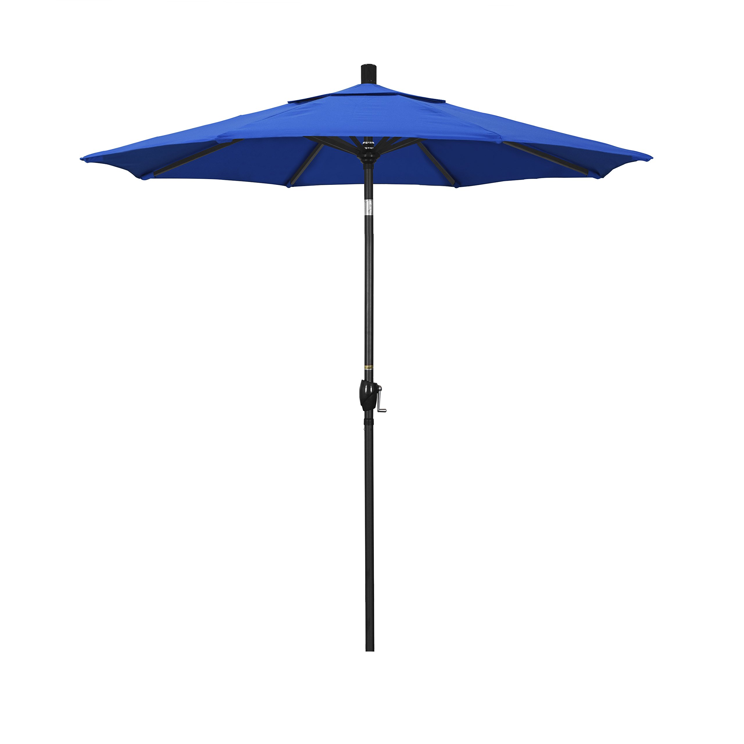 California 7.5' Round Aluminum Market Umbrella with Crank Lift & Push Button Tilt - Black Pole & Royal Blue Olefin Canopy - Perfect for Patio, Garden, Poolside, and Outdoor Dining Areas