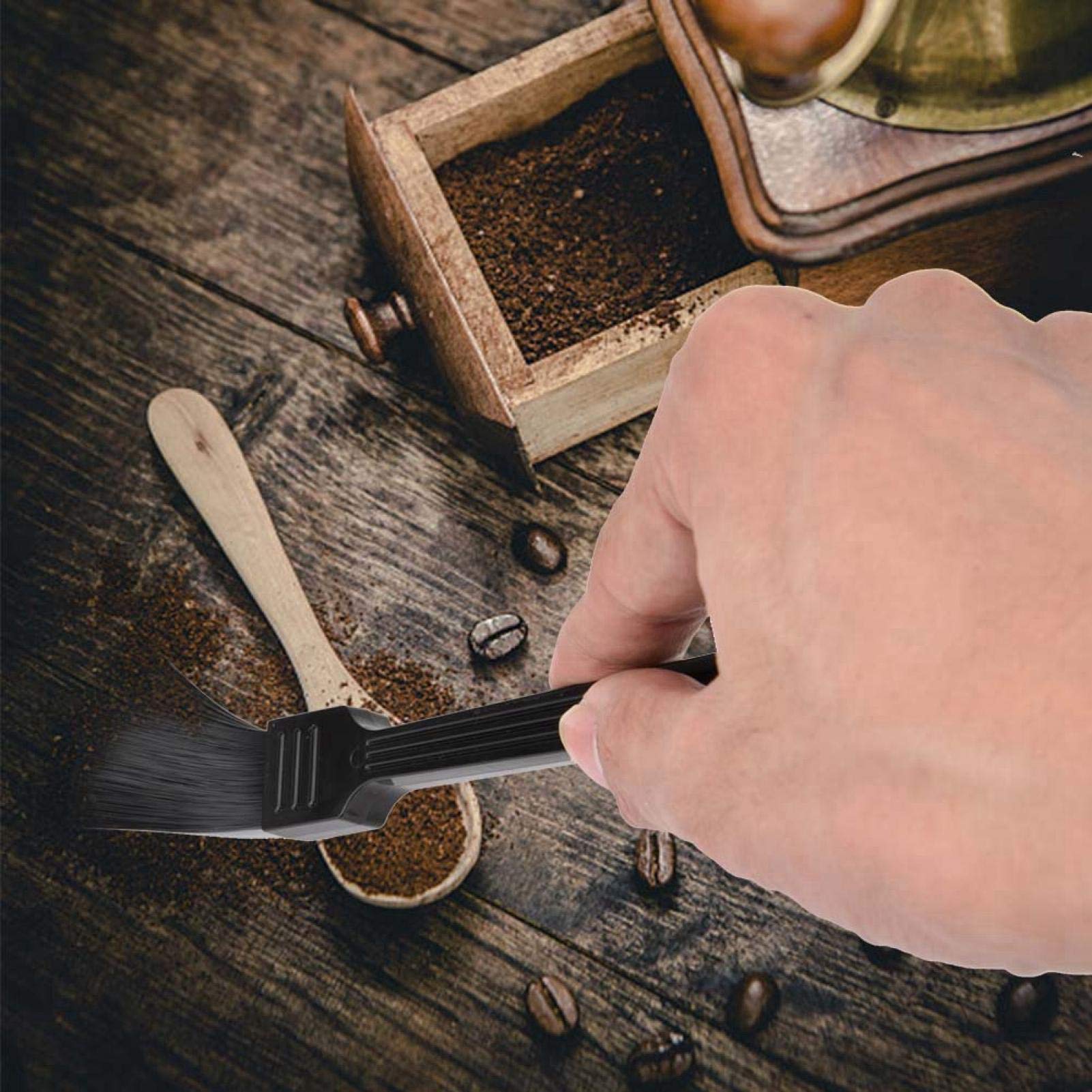 Long Handle Cleaning Brush for Coffee Grinder - Durable Kitchen Cleaning Tool for Coffee Bean Grinder, Espresso Machine & Spice Grinder - Easy to Clean with Ergonomic Design - Perfect for Home Baristas & Coffee Shops