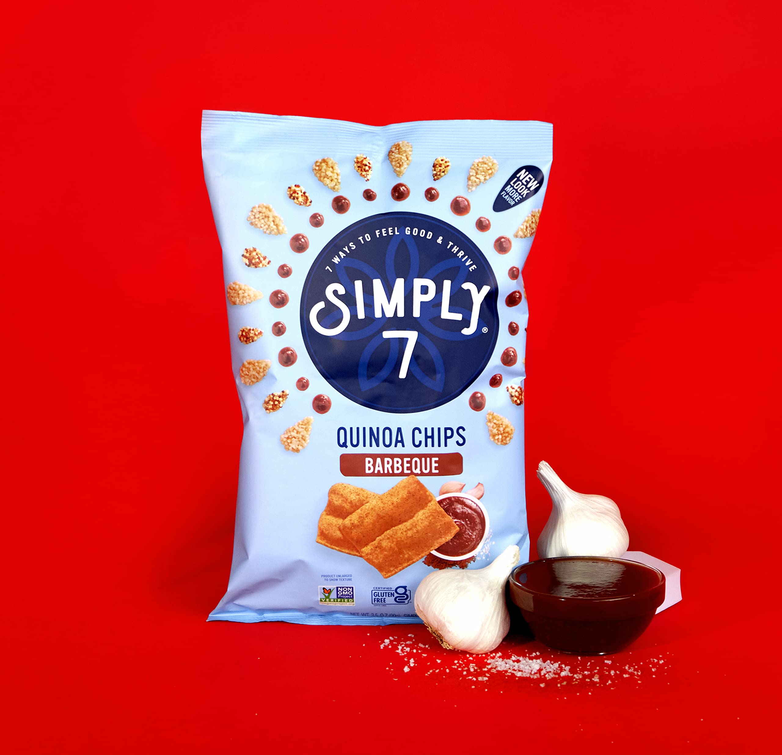 Simply 7 BBQ Flavored Quinoa Chips - Gluten Free, Non-GMO, Vegan Snacks - 3.5oz (8 Pack) - Perfect for Parties, Picnics & Healthy On-the-Go Snacking